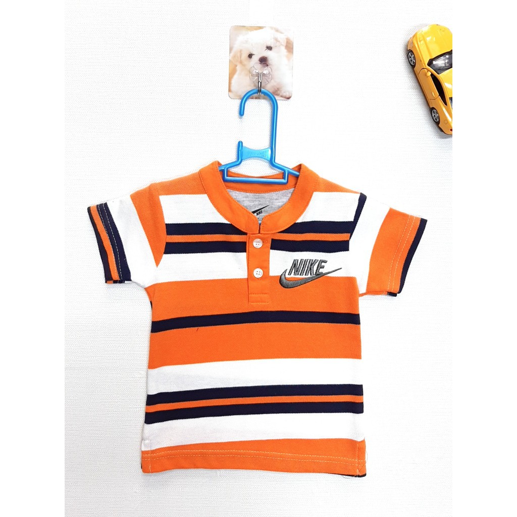 DG59-ABT-03- Áo thun cổ trụ bé trai, sọc ngang size 2-4 từ 10kg-15kg, made in VN