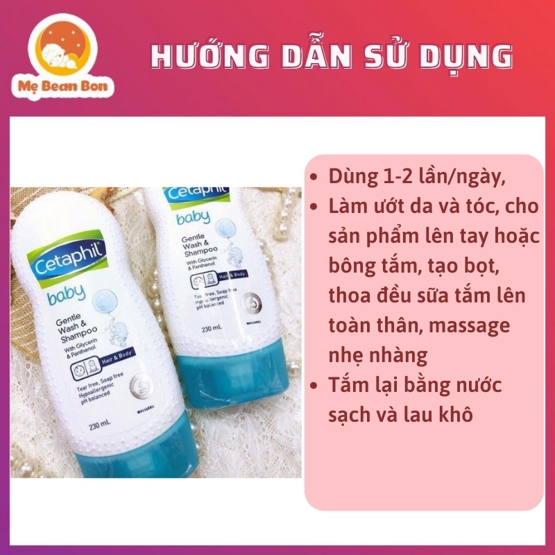 Sữa tắm gội toàn thân 2in1 Cetaphil Baby Wash &amp; Shampoo (230ml/400ml), Úc