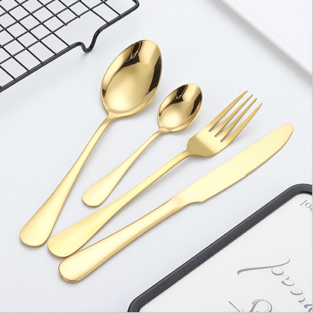 Bộ Dụng Cụ ăn Beefsteak cao cấp Gold Stainless Steel 24pcs (CE FDA SGS Certificate) - Home and Garden