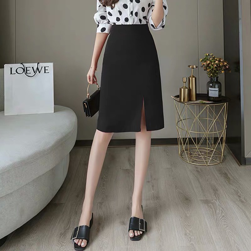 Chân Váy Chữ A Xẻ Trước Trẻ Trung, Chân Váy Công Sở Qua Gối, A xẻ 70