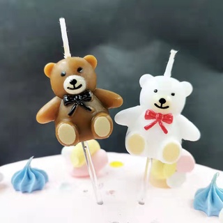 Set 3 nến cắm trang trí bánh sinh nhật hình gấu dễ thương