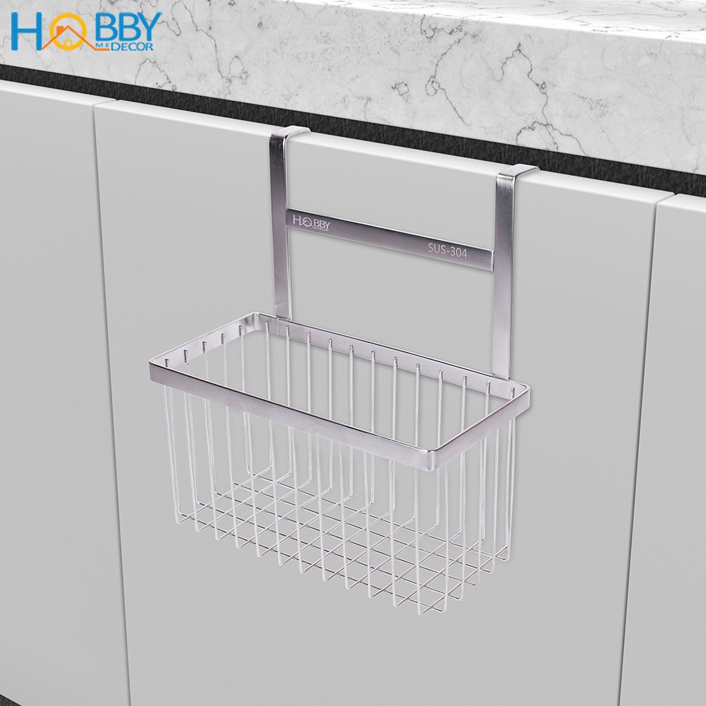 Kệ đựng gia vị và đồ dùng bếp gắn cánh cửa tủ bếp HOBBY TB3 Inox 304 xước - không rỉ sét, dộ dày cánh tủ nhỏ hơn 3cm