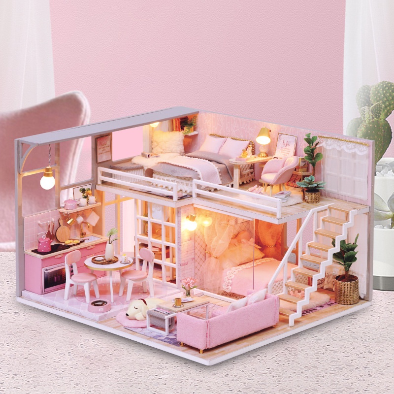 Mô hình nhà búp bê tự làm diy doll house miniature CUTEROOM mô hình comfortable life, blue times, girlish dream