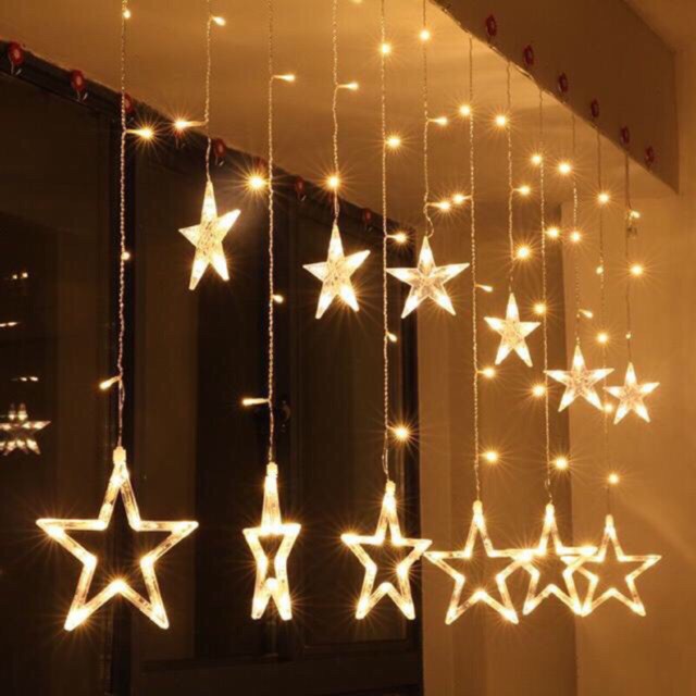 [KM] bộ đèn sao thả rèm 12 ngôi sao (DC)