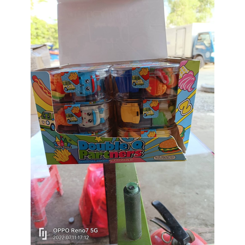 [ Quà tặng đồ chơi ] Combo 10 hộp kẹo dẻo hỗn hợp Double Q Funny CastleKẹo dẻo chip chip/ Humberger Kẹo dẻo Mini hộp 30g