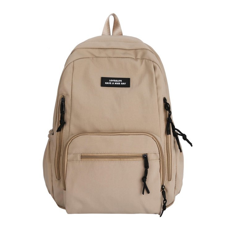 Ba lô nylon chống thấm nước màu trơn thiết kế đơn giản thời trang mới cho nữ sinh