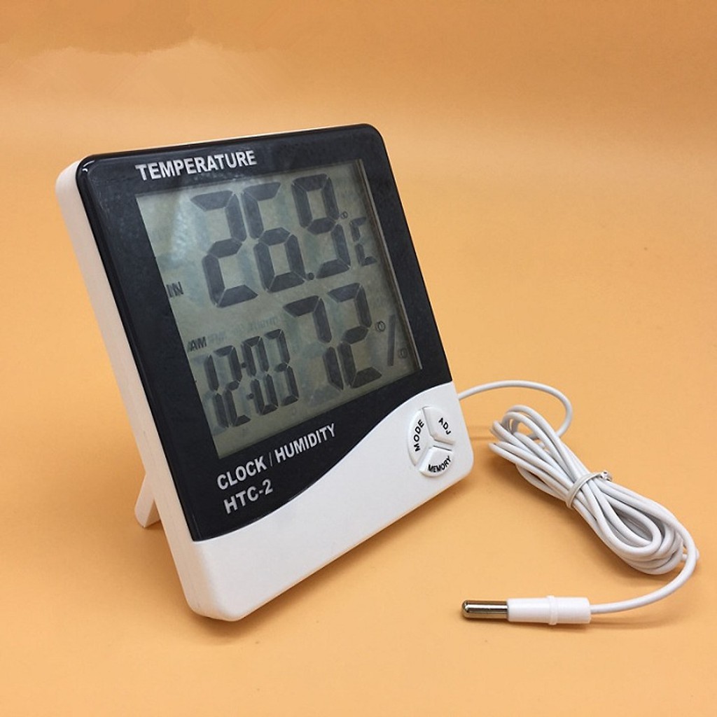 Đồng hồ điện tử đo độ ẩm nhiệt độ 2 vị trí đo HTC-2