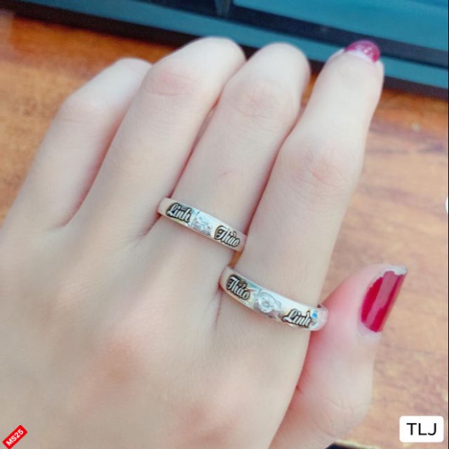 Nhẫn đôi khắc tên cho các cặp tình nhân, bạc rin nguyên chất