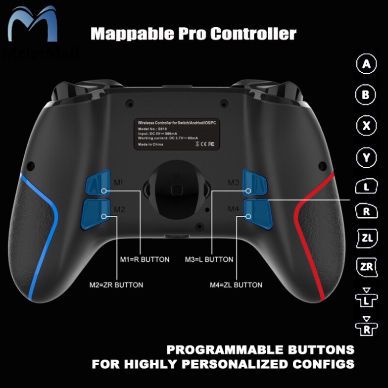 Tay cầm chơi game Nintendo Switch pro controller S818 - Full tính năng WAKE UP, NFC, TURBO, RUMBLE
