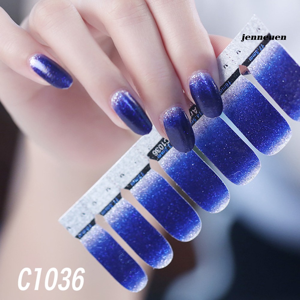 [Hàng mới về] Tờ 14 Miếng Dán Móng Tay Màu Gradient Lấp Lánh Chống Thấm Nước