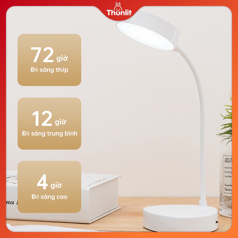 Đèn bàn đọc sách Thunlit bóng LED có thể sạc lại 1500mAh với 3 nhiệt độ màu