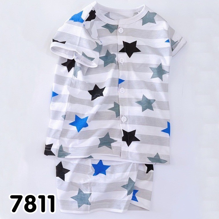 BỘ NGẮN TAY CÀI NÚT GIỮA NHIỀU HỌA TIẾT CHO BÉ TỪ 6KG- 19KG (2)