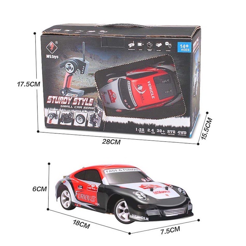 Xe Drift RC Điều Khiển Từ Xa Wltoys K969 4WD khung sườn Kim loại Siêu Bền 1/28 2.4G 4WD Brushed RC Car