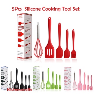 Bộ dụng cụ làm bánh 5 món silicon, nấu ăn, trà sữa, spatula trộn bột, đánh trứng, xẻng silicone chịu nhiệt