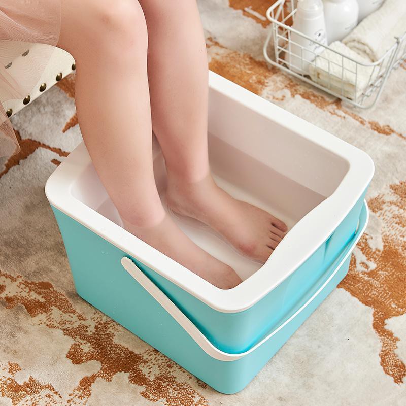 ♤Chậu ngâm chân bằng nhựa dẻo dày cách nhiệt Lồng rửa dùng để giữ cho bắp tạo tác gia dụng có massage