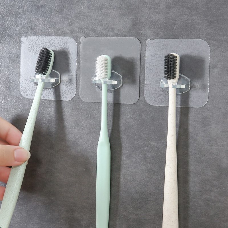 Set 4 móc treo bàn chải đánh răng dán tường trong suốt