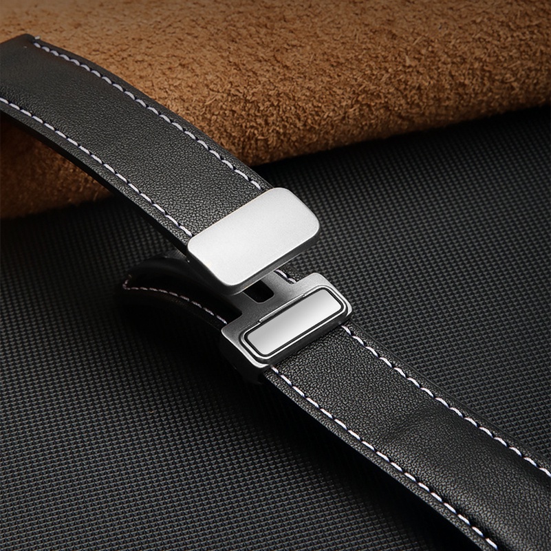 Dây Đeo Bằng Da 20mm Có Khóa Nam Châm Cho Đồng Hồ Thông Minh Samsung 5 40mm 44mm Watch4 Classic 42 46mm Geniune Galaxy Watch5 Pro 45mm