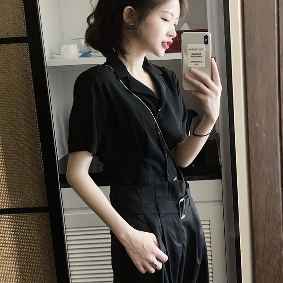 Áo croptop cổ vest - AN008