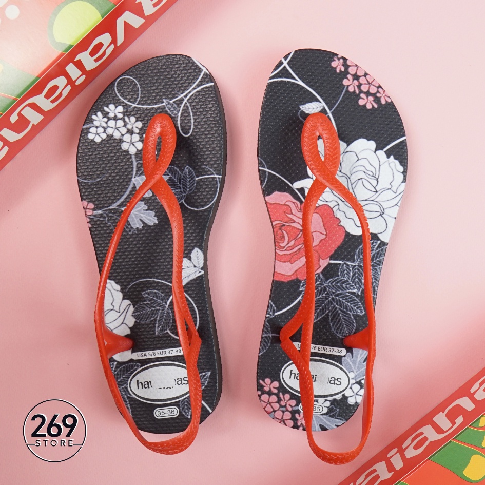 Giày Sandal havaianas nữ hàng Thái hoạ tiết floral, dép quai hậu nữ havanas thời trang chất liệu cao su