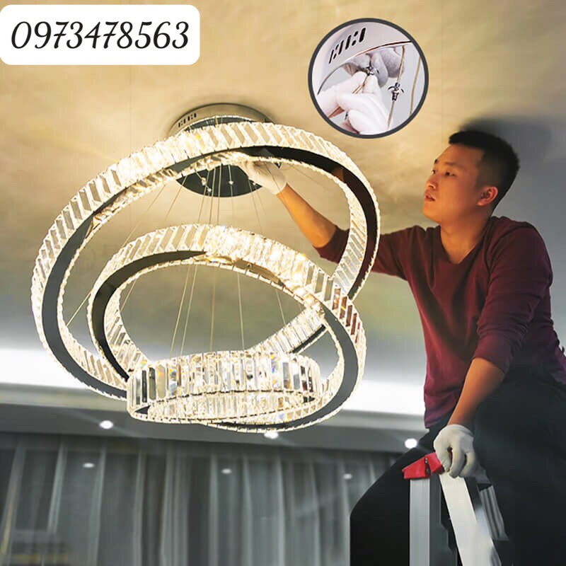 Đèn chùm thả trần phale 3 vòng bản phale trong dày 5cm,mẫu mới hiện đại trang trí sảnh,phòng khách