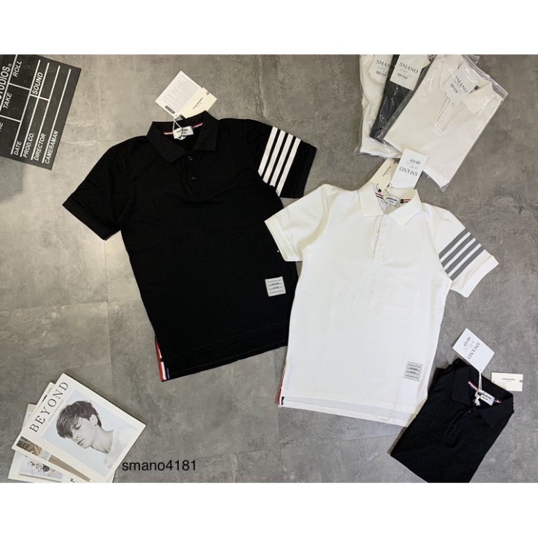 New 2022 Aó polo thom nam nữ vạch tay cao cấp vải cá sấu cotton phong cách trẻ trung