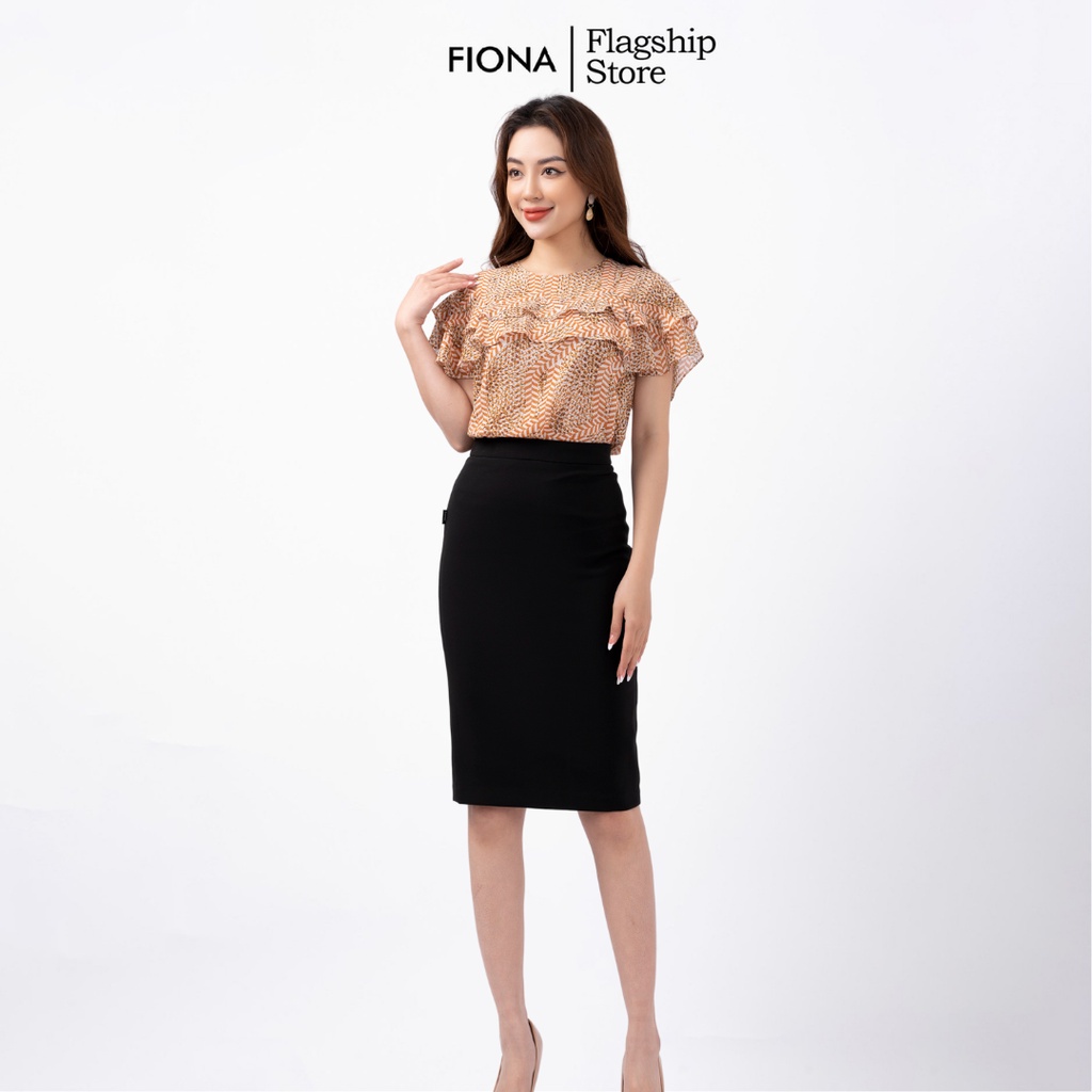 Áo sơ mi nữ FIONA dáng suông sơ mi nữ công sở thiết kế cao cấp cổ tròn ngực và tay xếp 2 tầng bèo trẻ trung F552168