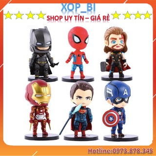 Combo mô hình 6 siêu anh hùng Marvel Avengers, topper trang trí bánh kem, bánh sinh nhật (6 nhân vật)