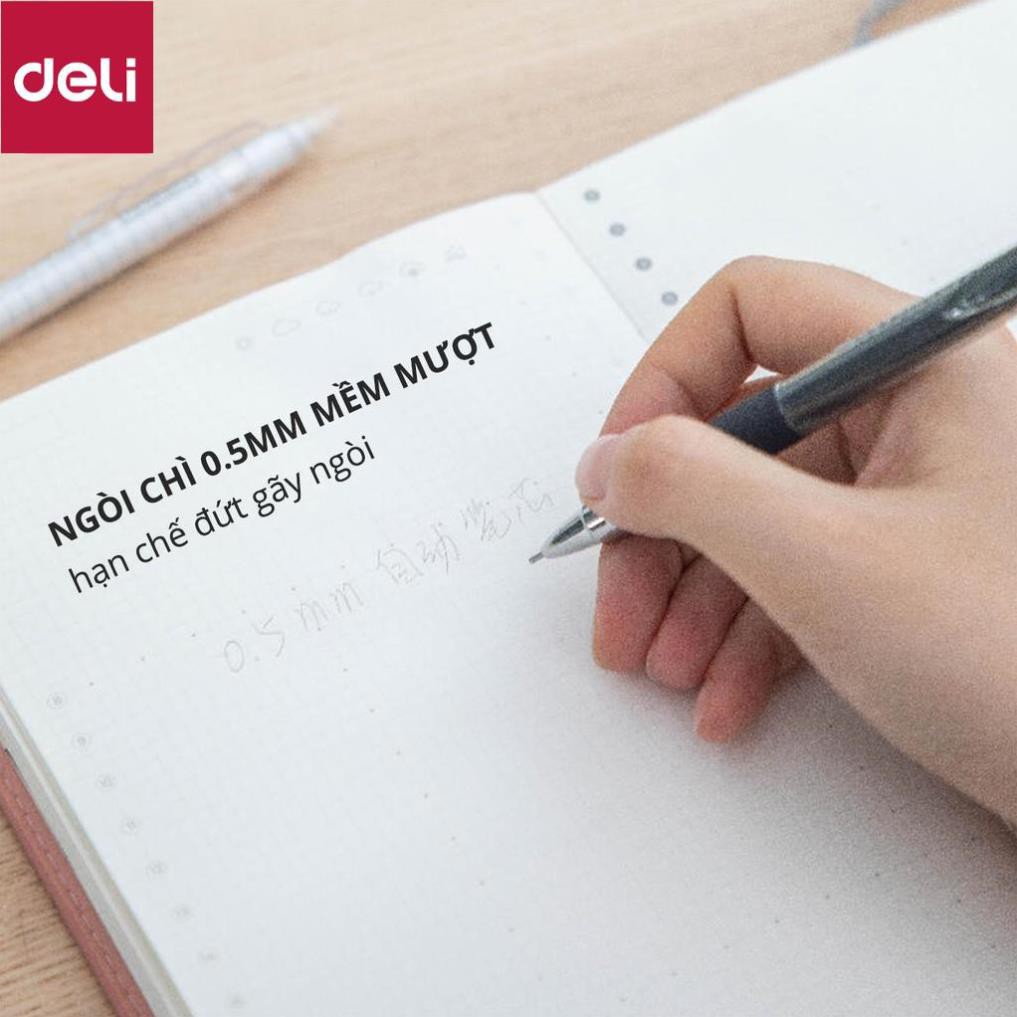 Bút chì kim học sinh Deli - ngòi 0.5mm/0.7mm - Màu đen/trắng - S391 / S392 [Deli]