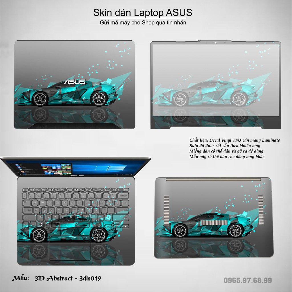 Skin dán Laptop Asus in hình 3D Image (inbox mã máy cho Shop)