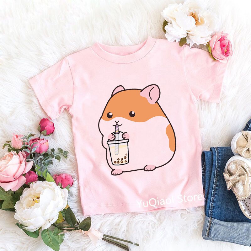 Áo Thun Tay Ngắn In Hình Chuột Hamster Dễ Thương Cho Bé
