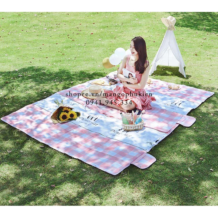 Thảm picnic dã ngoại  ( thảm du lịch 2 lớp có quai xách ) | BigBuy360 - bigbuy360.vn