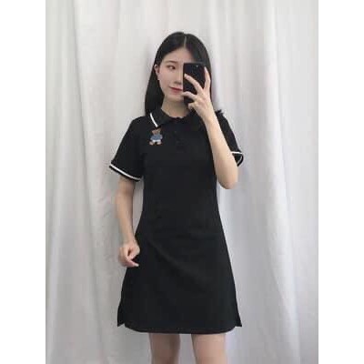 Váy Polo Thun Trơn Cộc Tay Nữ-  Đầm Sơ Mi Ngắn Tay Body Dáng Ôm Kiểu Dáng Hàn Quốc Siêu Xinh | BigBuy360 - bigbuy360.vn