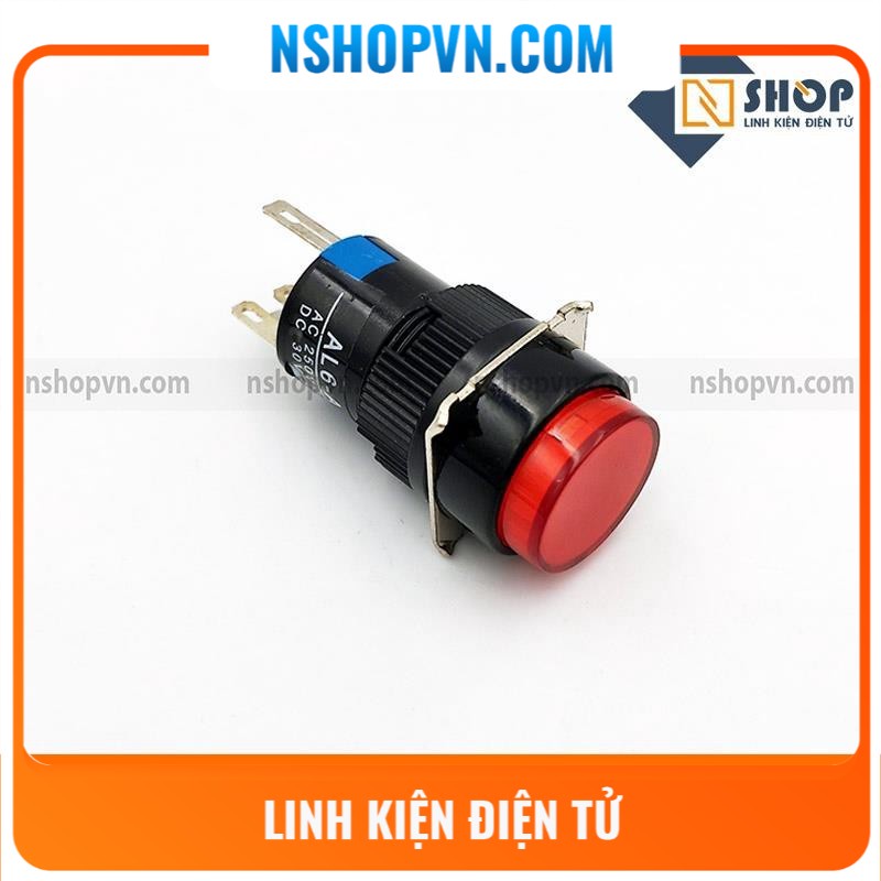 Nút nhấn nhả có đèn AL6-M 12V màu đỏ - Màu xanh dương - Màu xanh lá