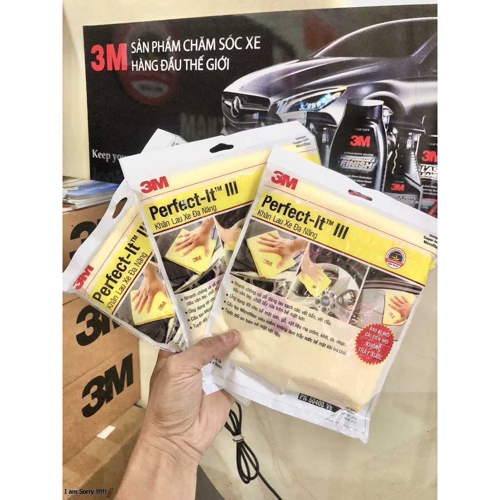 COMBO Nước rửa xe bọt tuyết siêu sạch 3M Auto Repair Car Wash Foam chai 1 lít và Khăn rửa xe chống xước 3M 50400VL