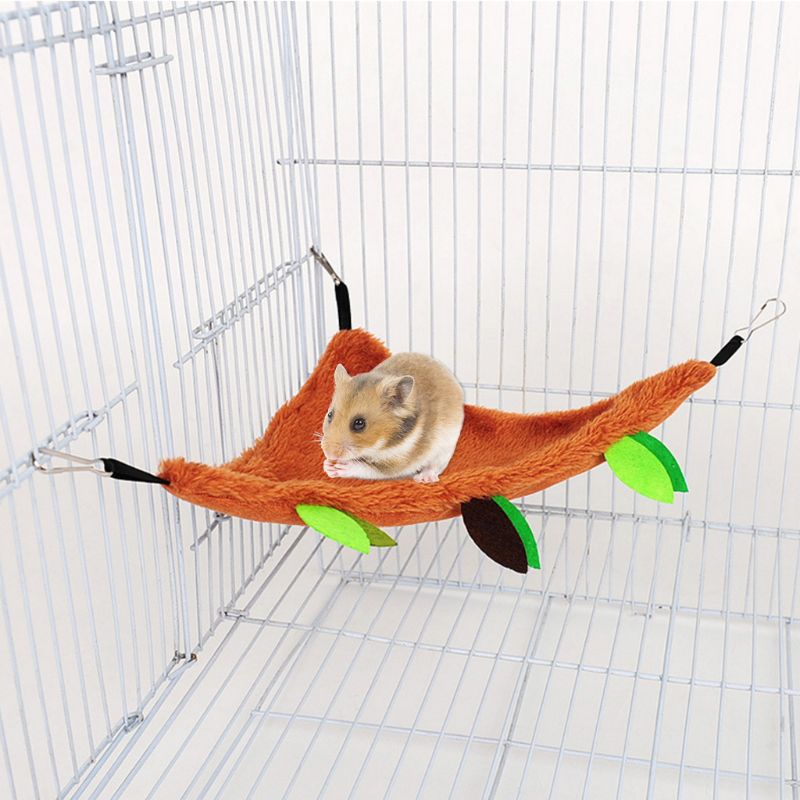 Võng Treo Vải Lông Nhỏ Hình Trụ Họa Tiết Lá Rừng Cho Thú Cưng Ha
