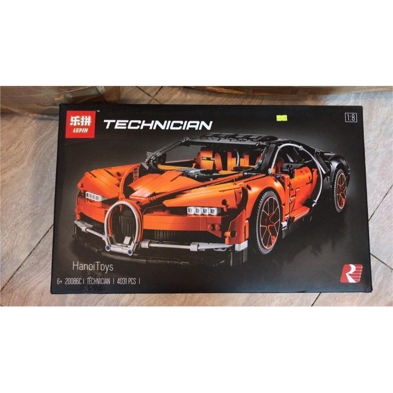 Lego Technic - Lepin 20086 (  Xếp hình siêu xe Bugatti Chiron  - Xanh Cam Đỏ 3636 khối )