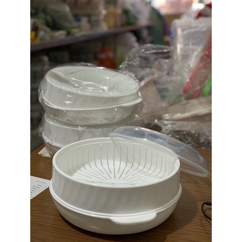 Bộ khay hấp lò vi sóng 5625 Việt Nhật cao cấp khay hấp thức ăn chịu nhiệt tốt