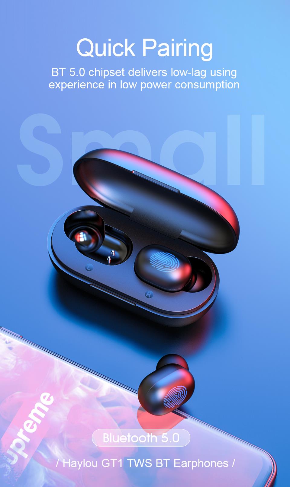 XIAOMI HAYLOU GT1 TWS Touch Bluetooth 5.0 Earphones Noise Cancelling Headsets Realtek Solution