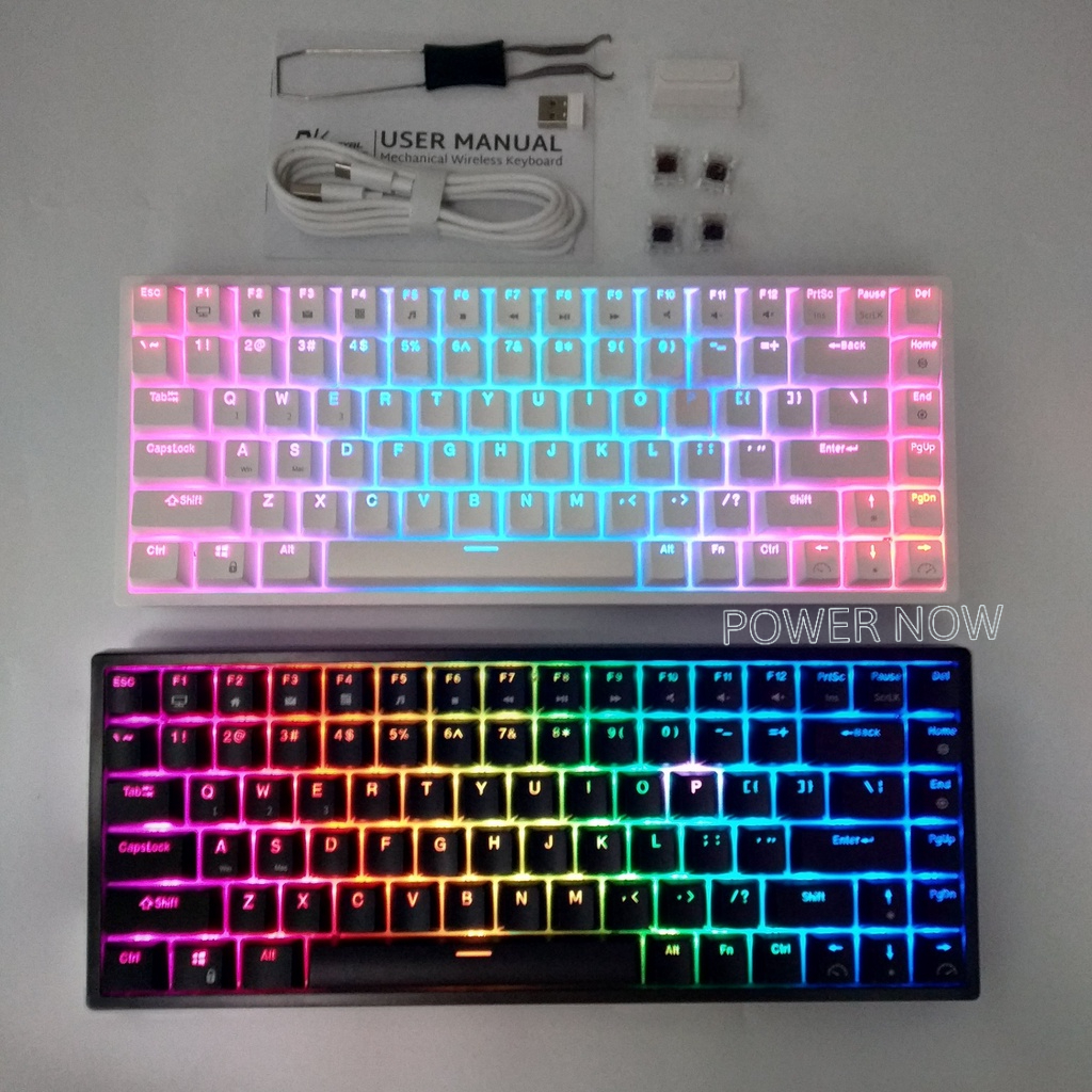 Bàn Phím Cơ Không Dây Royal Kludge RK84 RGB & Đơn Sắc  HOTSWAP. Ba Chế Độ Bluetooth 5.0/ Wifi – Kèm USb Receiver/ Có Dây
