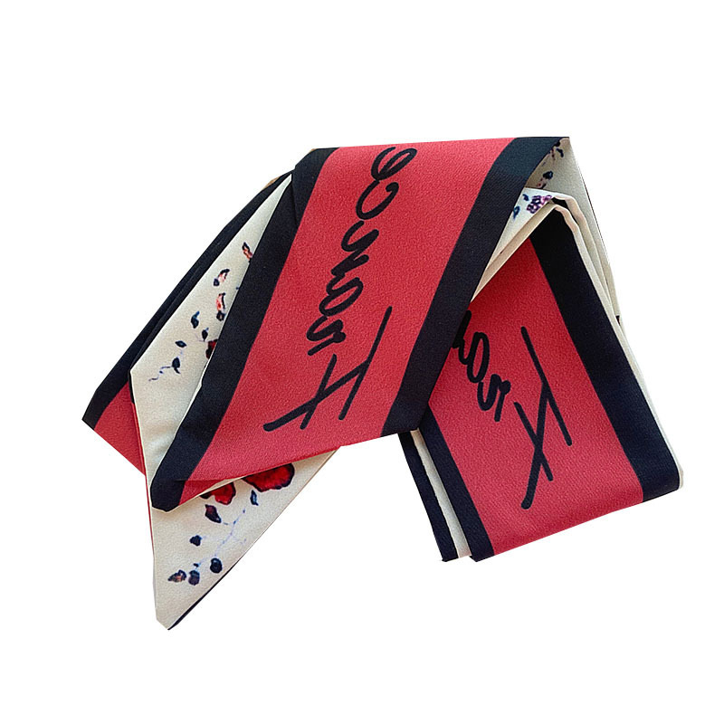 Khăn Choàng Lụa Hoạ Tiết Hoa Đỏ Phong Cách Hàn Quốc