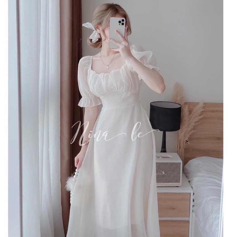 ✔ 𝗙𝗥𝗘𝗘 𝗦𝗛𝗜𝗣 VÁY TƠ BỒNG XÒE 2 LỚP DẦY DẶN MÀU BE MẶC TÔN DA LẮM MN A