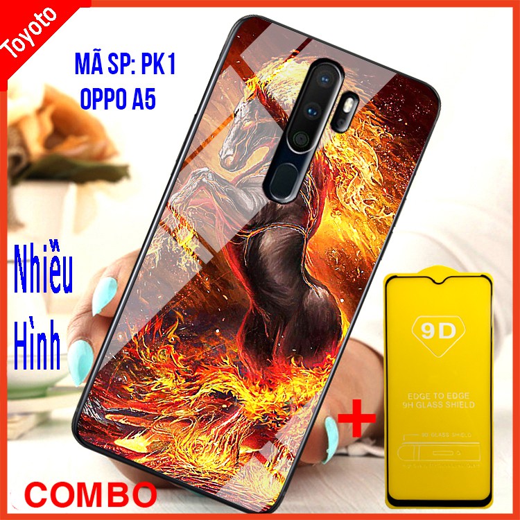 COMBO ỐP LƯNG OPPO A5 2020 (ốp kính 3D thế hệ mới + tặng kèm kính cường lực 9D)