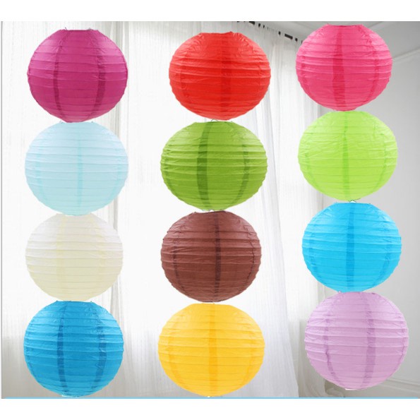 Lồng đèn, đèn lồng trang trí giấy lụa tròn nhiều màu sắc, kích cỡ trang trí lễ,tết, trung thu, tiệc cưới,nhà cửa (DL01)