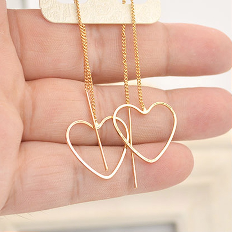 [Bayar Di Tempat] Hoa tai đơn giản kiểu Hàn Quốc hình trái tim dài hình học cho phụ nữ❤Yimi❤