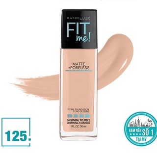 (Chính Hãng) Kem Nền Maybelline Fit Me Matte And Poreless Foundation #125 30ml