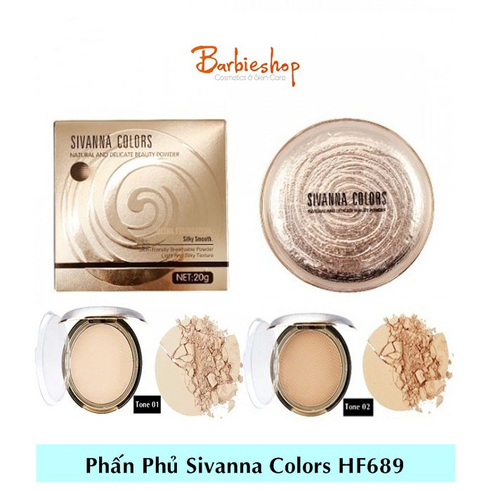 Phấn Phủ Dạng Nén Kiềm Dầu Sivanna Color HF689 HF 689 Hộp Vàng Tròn