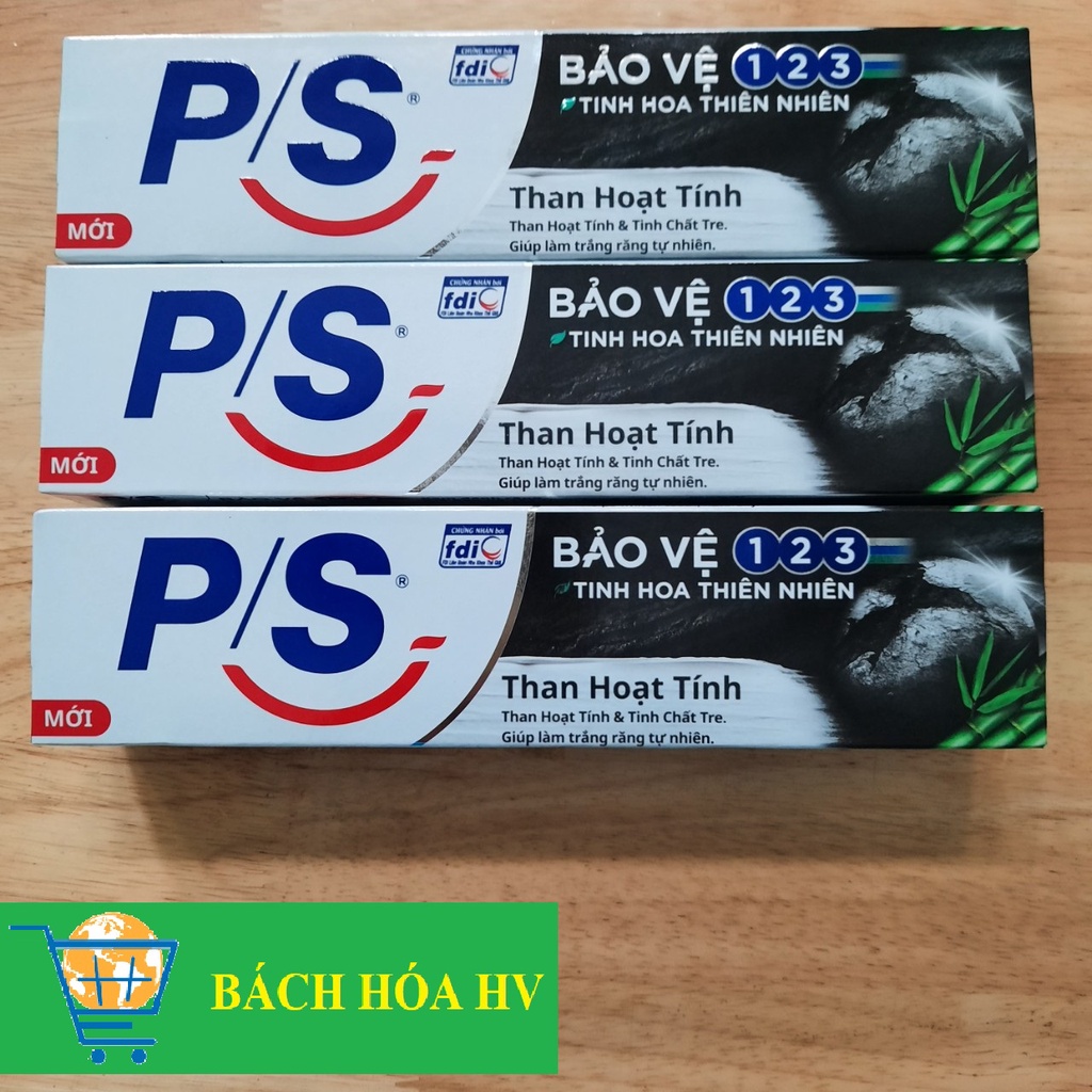 Combo 3 cây kem đánh răng P/S than hoạt tính (180g) - BACH HOA HV