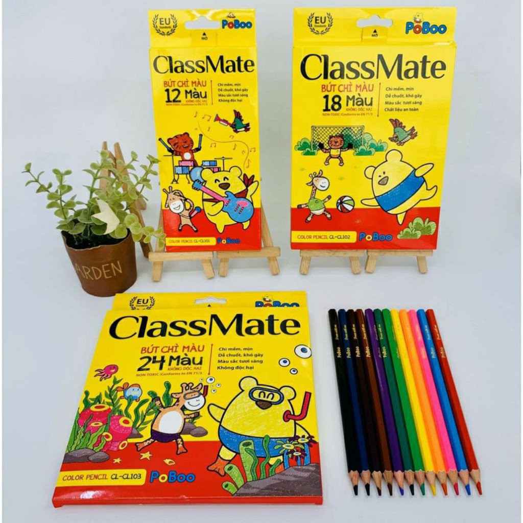 Hộp bút chì màu PoBoo Classmate CL- CL101 / CL102