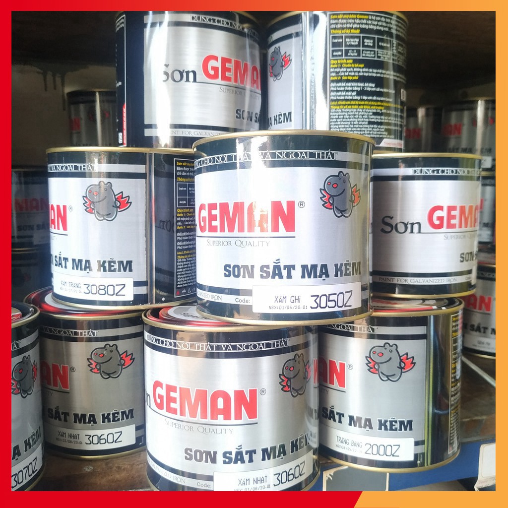[SIÊU SALE] Sơn sắt mạ kẽm GEMAN màu xám