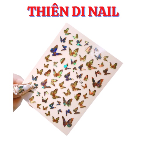 Stick bướm laze phản quang, stick bướm 3D đổi màu lấp lánh dưới ánh đèn Thiên Di Nail